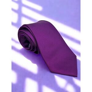Charles Tyrwhitt Purple Ribbed Silk Tie 100% Silk Made in Italy Formal Business